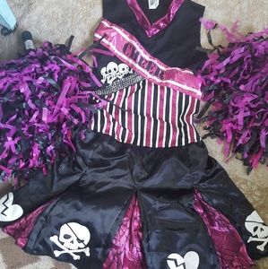 GOTH PUNK CHEERLEADER COSTUME 3 PIECE